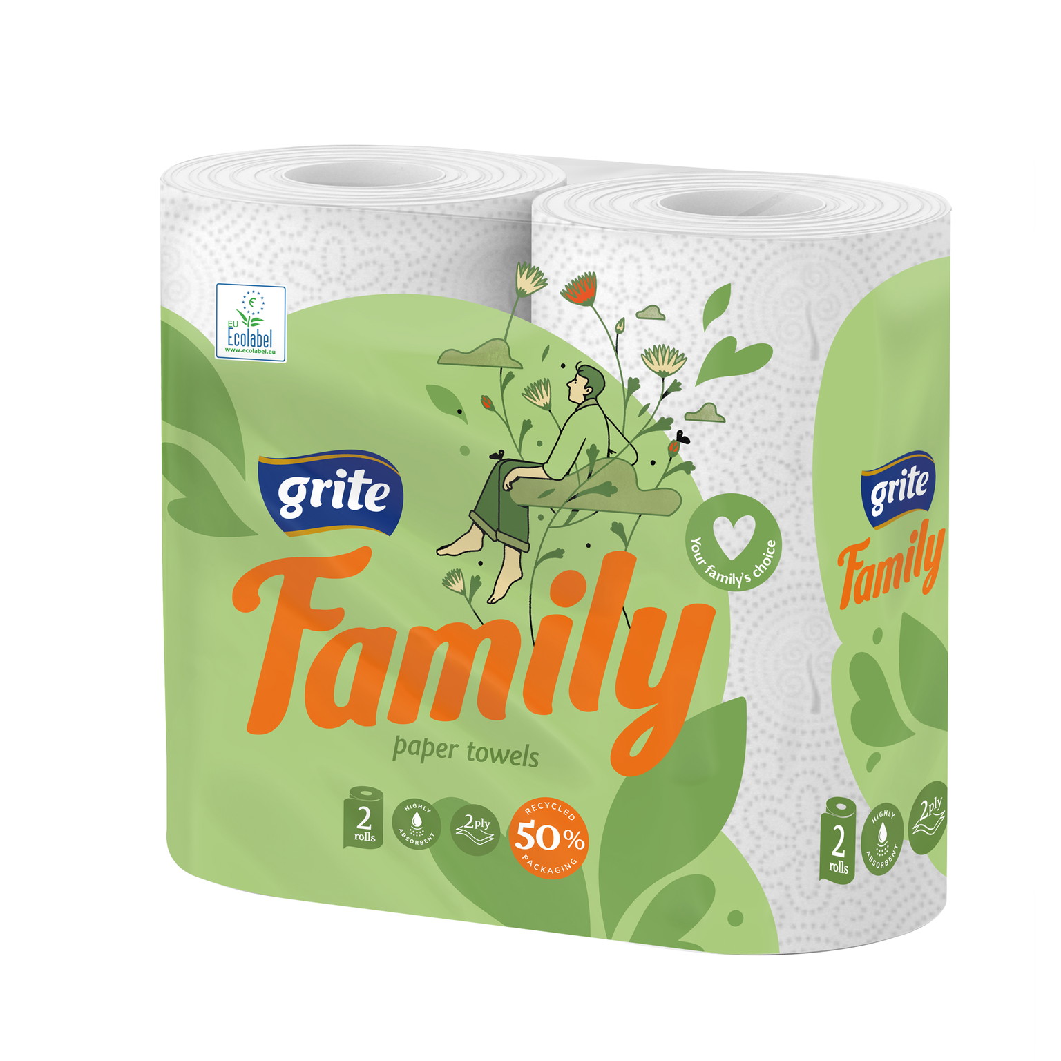 Popieriniai rankšluosčiai GRITE Family, 2 sl., 2 vnt., 83 lapelių-0