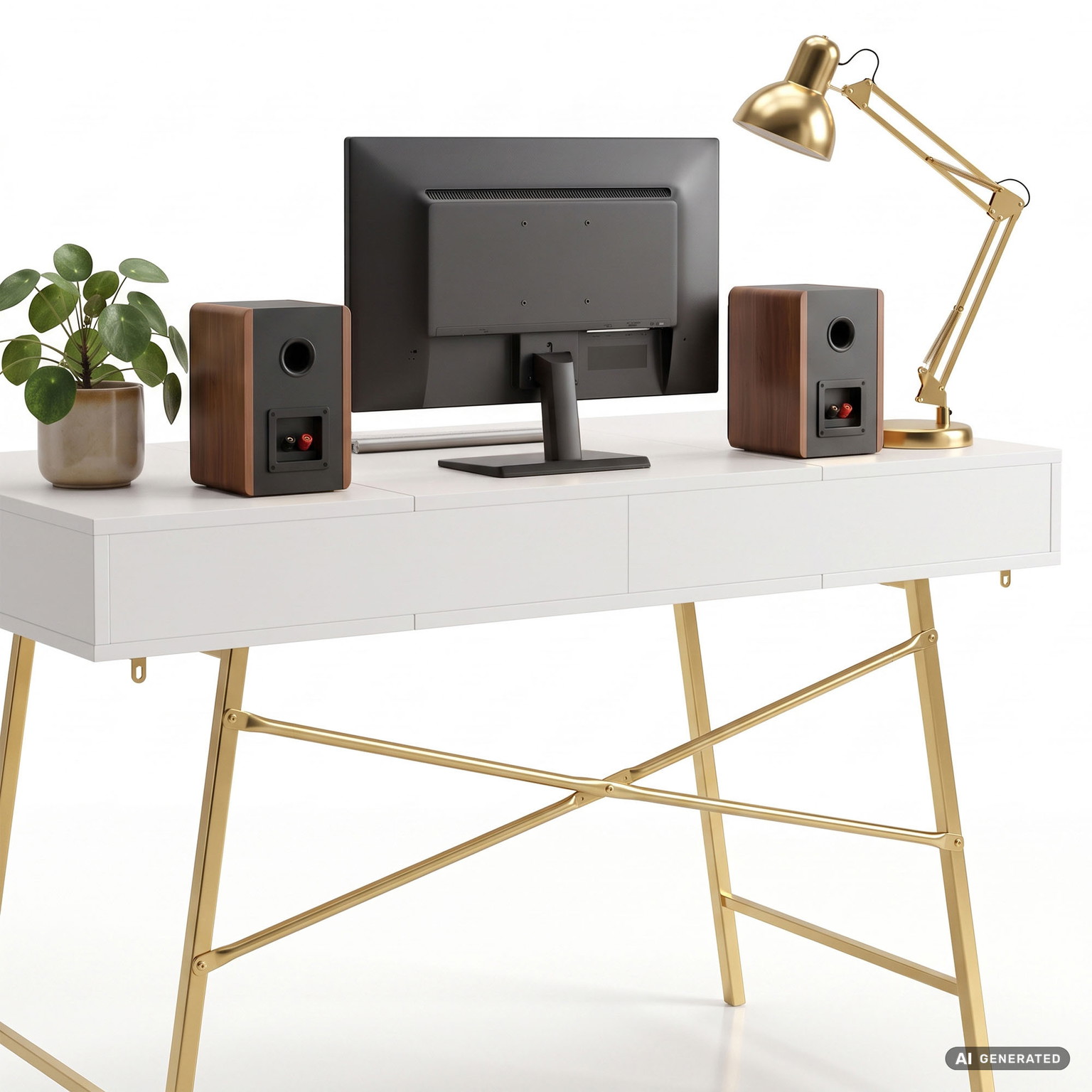 Rašomasis stalas su stalčiais Akord Furniture Factory Arden, 120 cm x 50 cm, 80.5 cm, aukso sp./balta sp. - 4