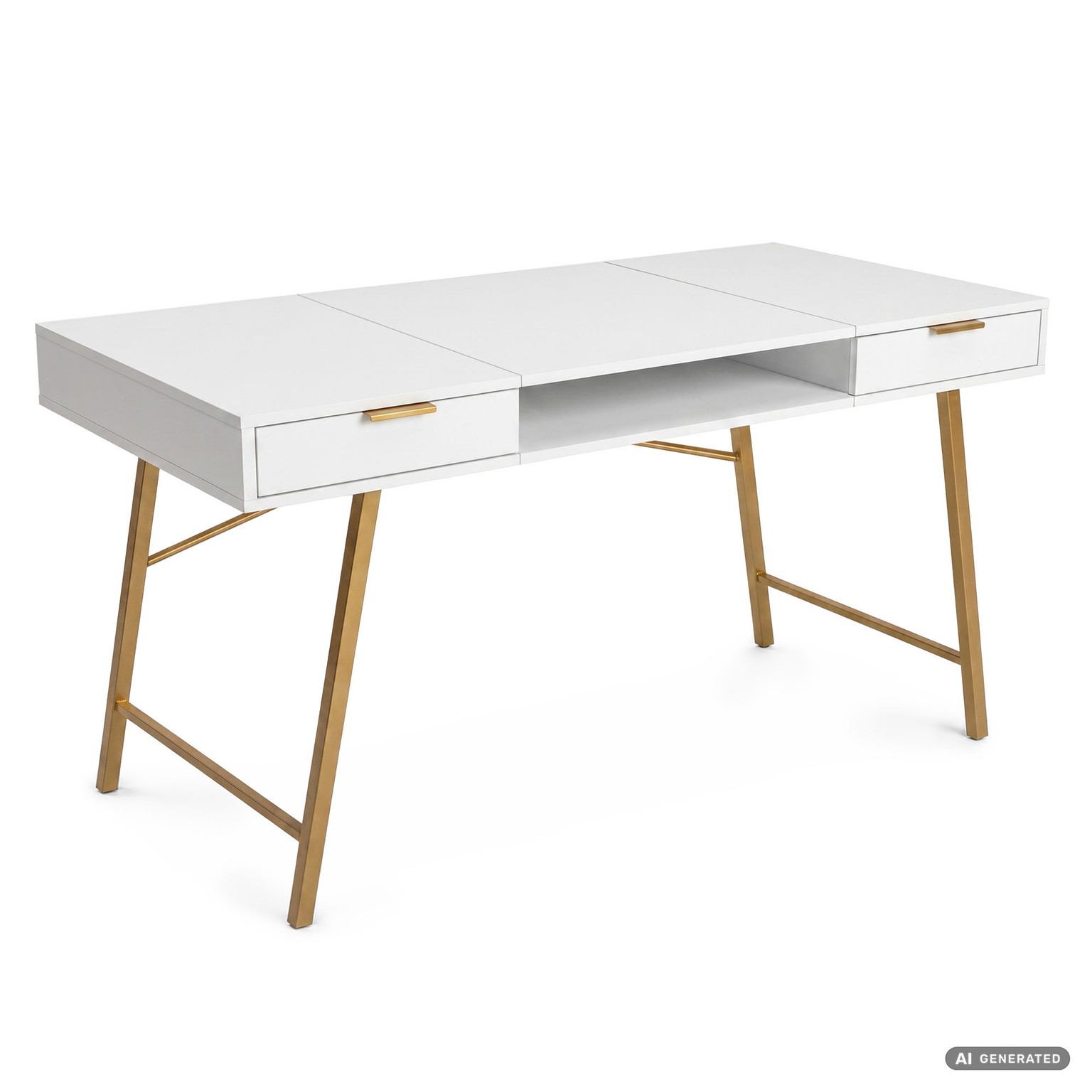 Rašomasis stalas su stalčiais Akord Furniture Factory Arden, 120 cm x 50 cm, 80.5 cm, aukso sp./balta sp.-0