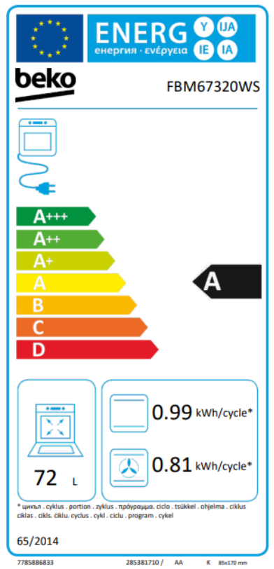 Elektrinė viryklė su elektrine orkaite BEKO FBM67320WS, 60 cm - 4