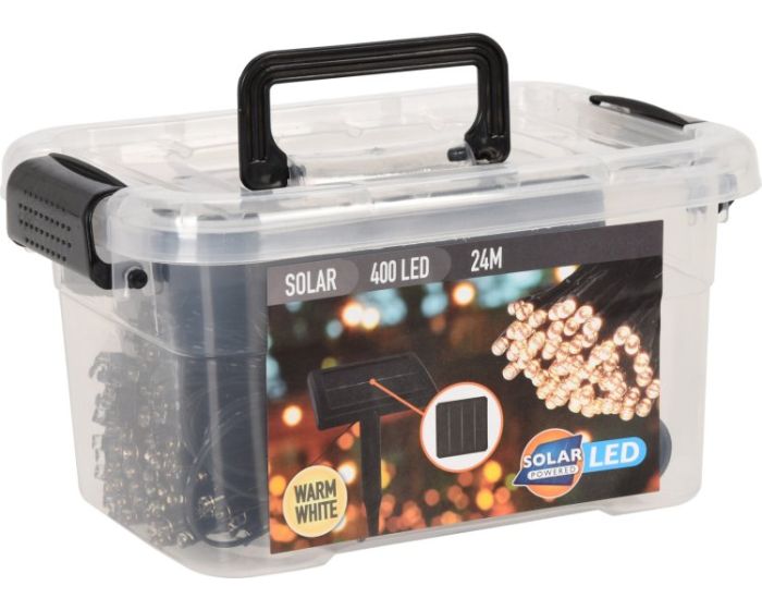 Lauko girlianda, įkraunama saulės energija, 400 LED, šaltai baltos sp, 1xAA 300mAh, 24+4m-0