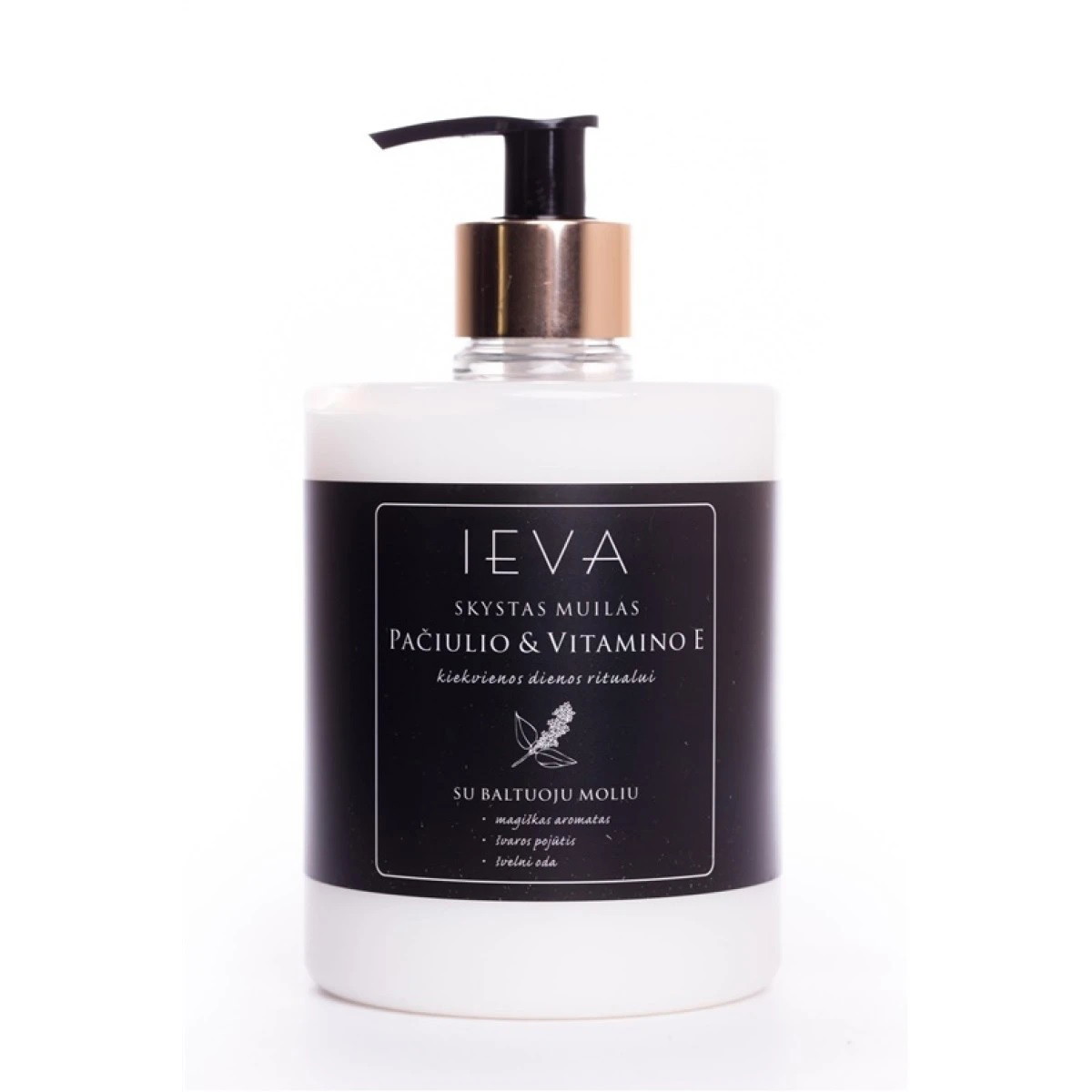 Skystas muilas IEVA pačiulio aromatu, su vitaminu E, 500 ml-0
