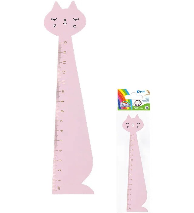 Medinė liniuotė 15cm KATĖ rausva-0