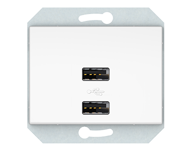 USB maitinimo lizdas XP 500, 2 vietų, 5V DC 3,4 A b/r, baltos sp.