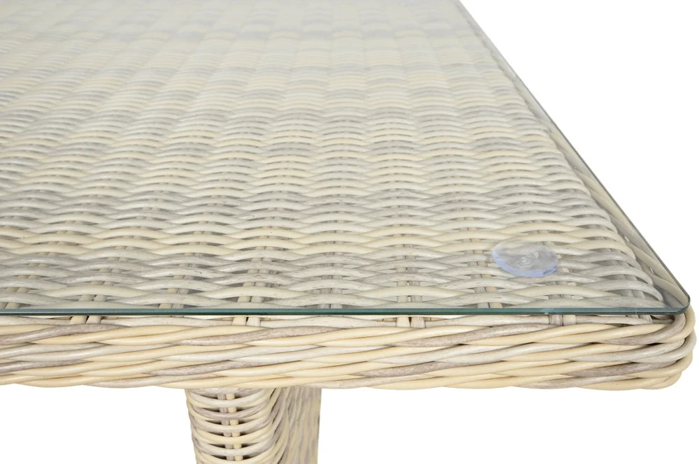 Lauko baldų komplektas TRIVENTO DINING 3 + su pufais, Beige - 4