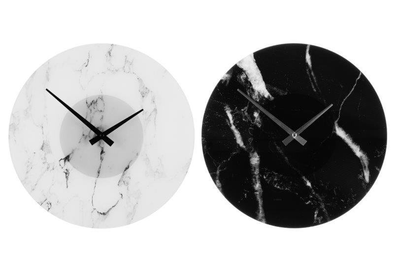 Sieninis laikrodis 4LIVING Marble, juodos/baltos sp., 35 cm