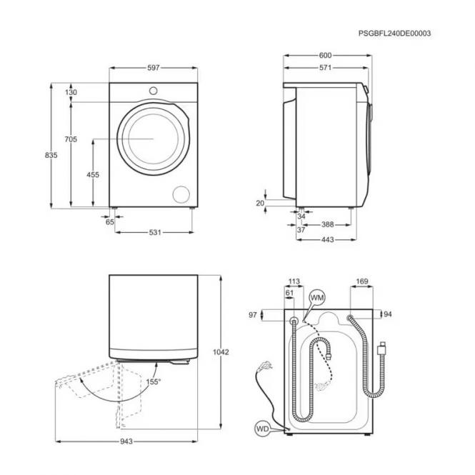 Skalbimo mašina - džiovyklė Electrolux EW7W4492E, 9/5 kg - 4