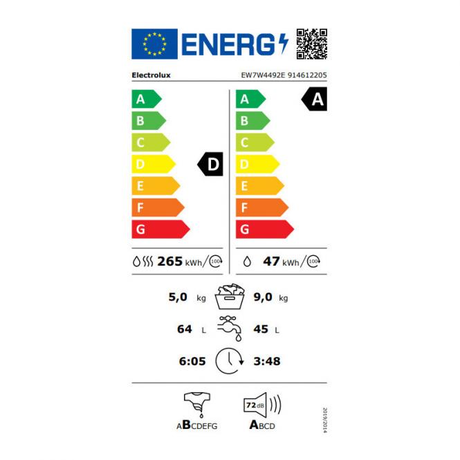 Skalbimo mašina - džiovyklė Electrolux EW7W4492E, 9/5 kg - 5