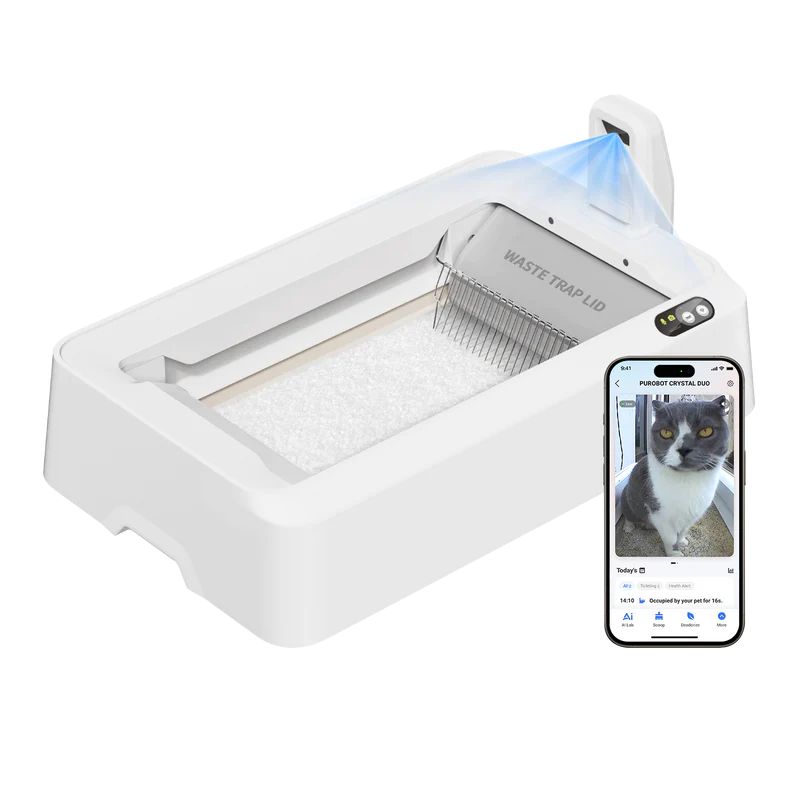 Automatinis savaime išsivalantis kačių kraiko dėžė Petkit Purobot Crystal Duo P9905, balta-0