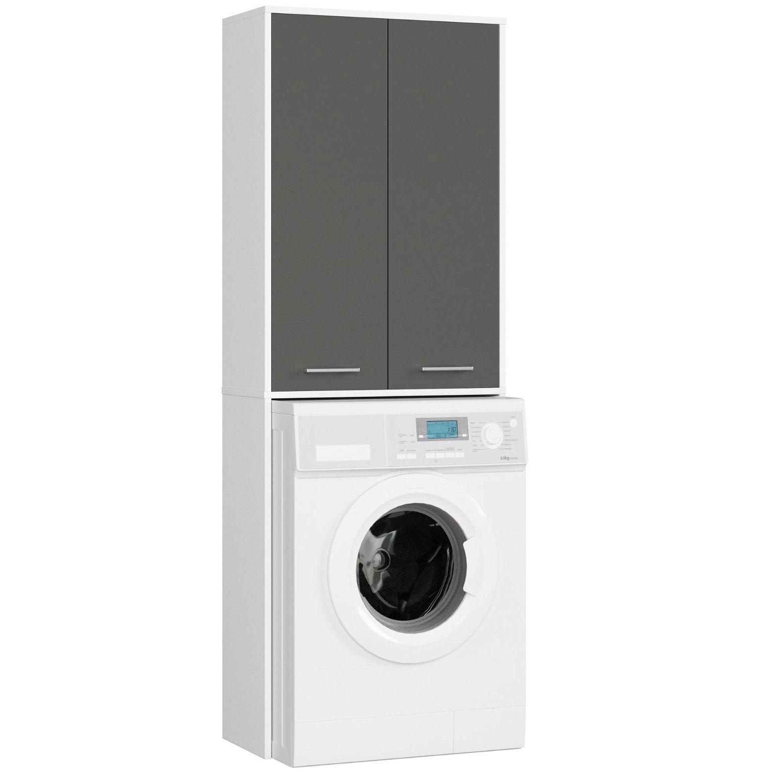 Pastatoma vonios spintelė virš skalbimo mašinos FIN 2D, 60 cm, balta/pilka - 1