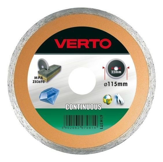 Deimantinis pjovimo diskas VERTO, ištisas, 115 mm