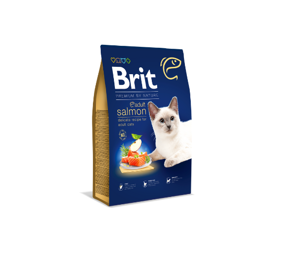 Sausas ėdalas katėms Brit Premium by Nature Cat Adult Salmon, 8 kg