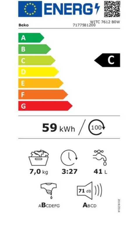 Skalbimo mašina Beko WITC7612B0W - 8