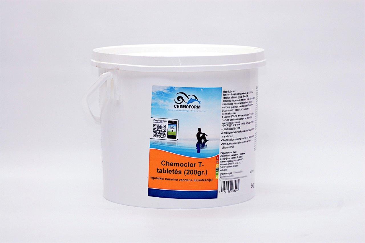 Lėtai tirpstantis chloras 200g tabletėmis, 5 kg-0