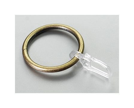 Karnizo žiedai su kabliukais MODERN, metaliniai, šv. sendinto aukso sp., Ø 19 mm, 10 vnt.