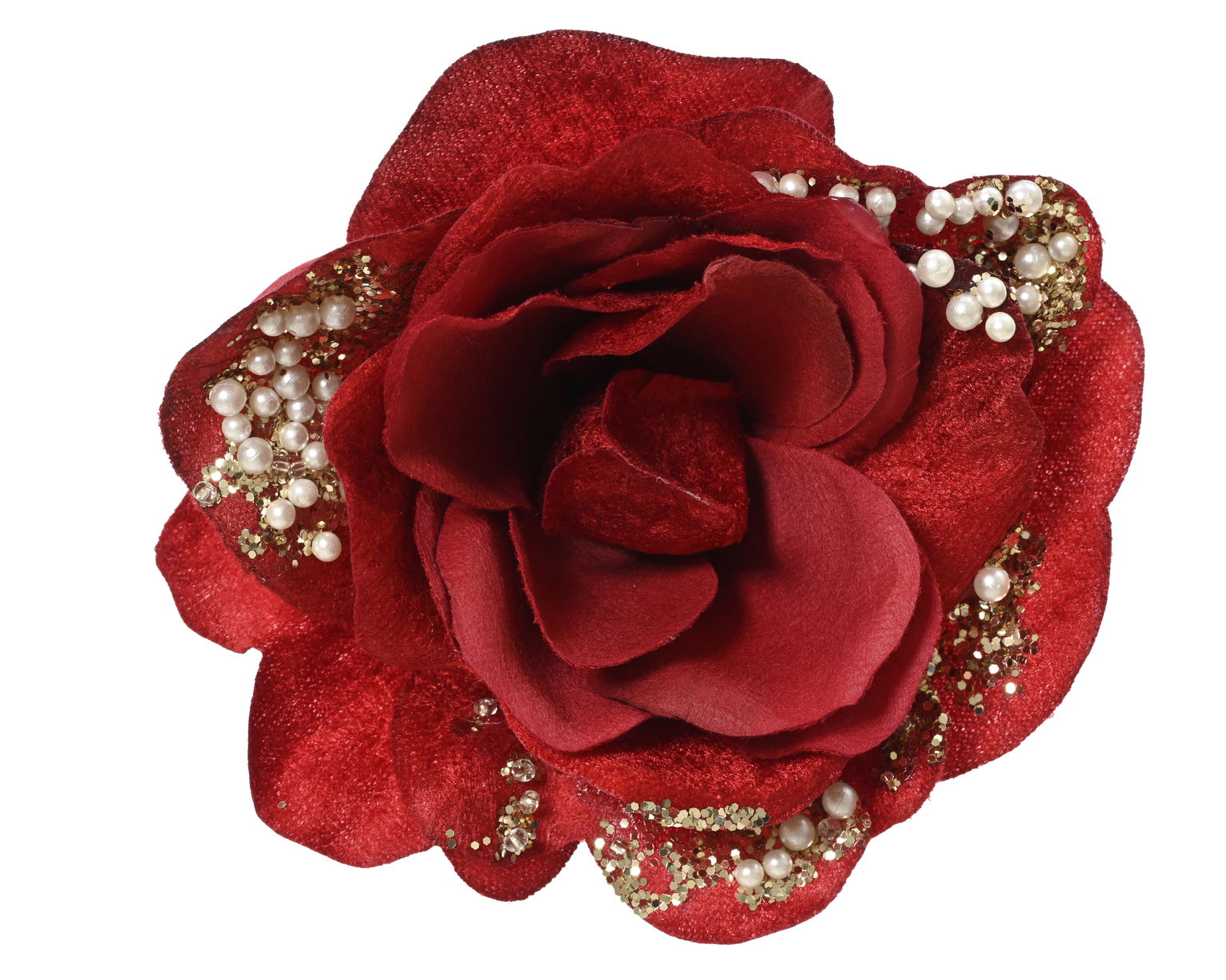 Įsegama kalėdinė dekoracija FLOWER RED ROSE, 6 x 13 cm, 1 vnt-0