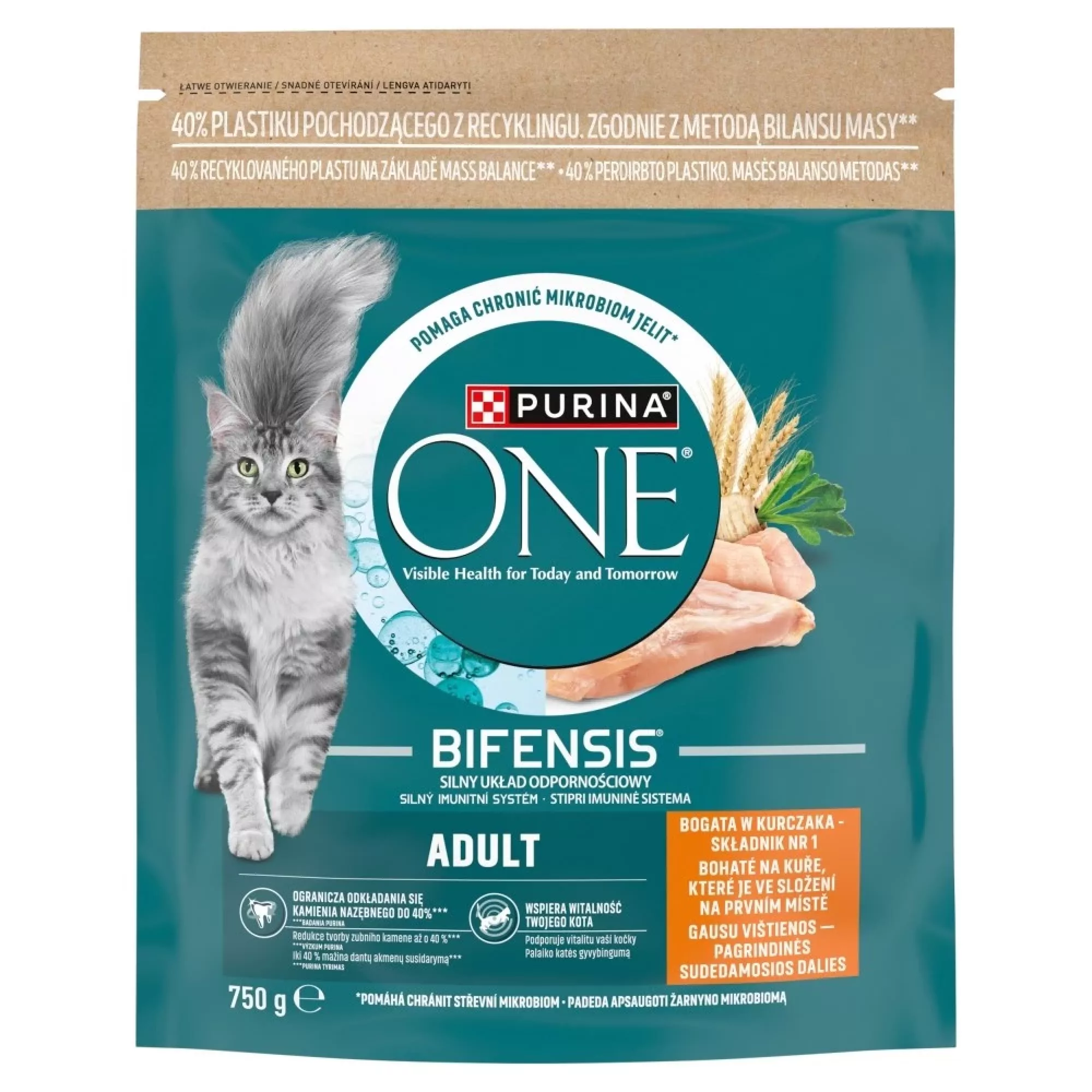 Sausas kačių ėdalas ONE Adult, su vištiena, 750 g