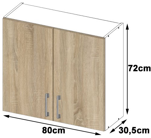 Pakabinama virtuvinė spintelė LIMA D2 H720, balta/ąžuolo - 4