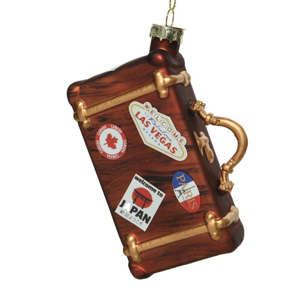 Kalėdinis eglės žaisliukas DECORIS Xmas On The Stage Suitcase, rudos sp., 3,7x8x12cm, 1vnt