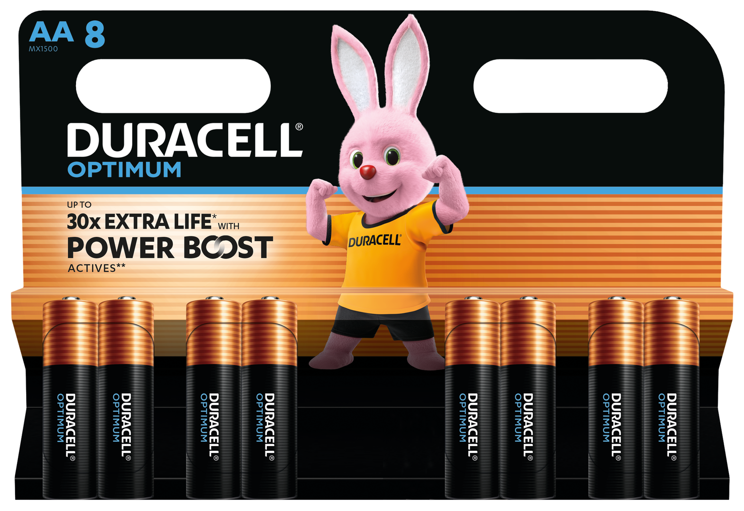 Elementai DURACELL OPTIMUM EXTRA LIFE, AA, 8 vnt - 1