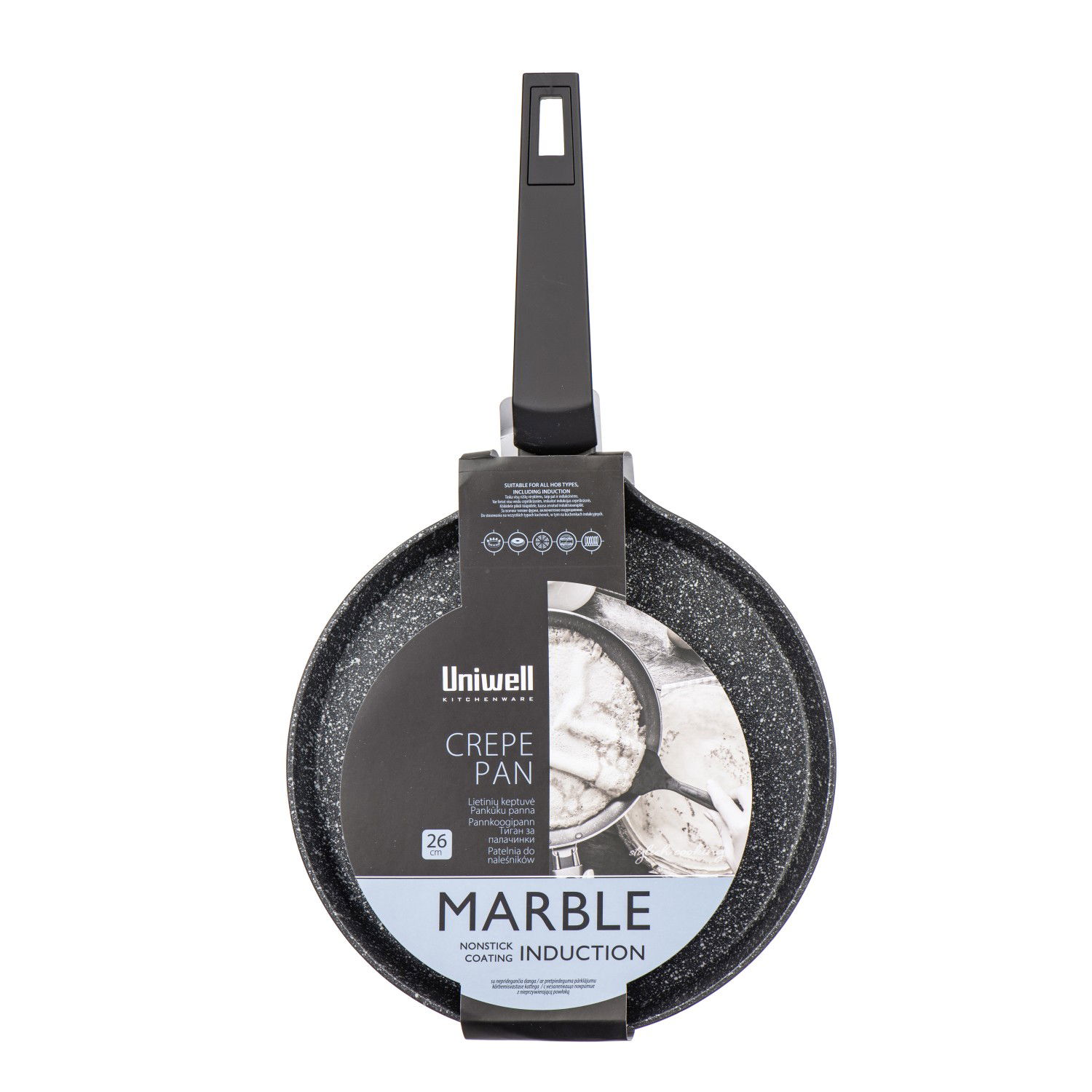 Lietinių keptuvė UNIWELL Marble, juodos sp., ø26 cm-2