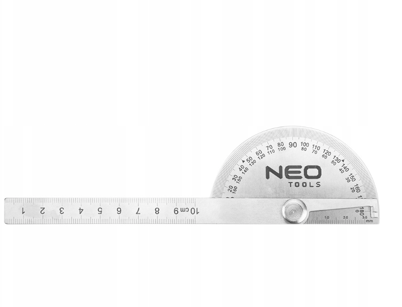 Liniuotė su kampainiu NEO, 10 cm, 180°