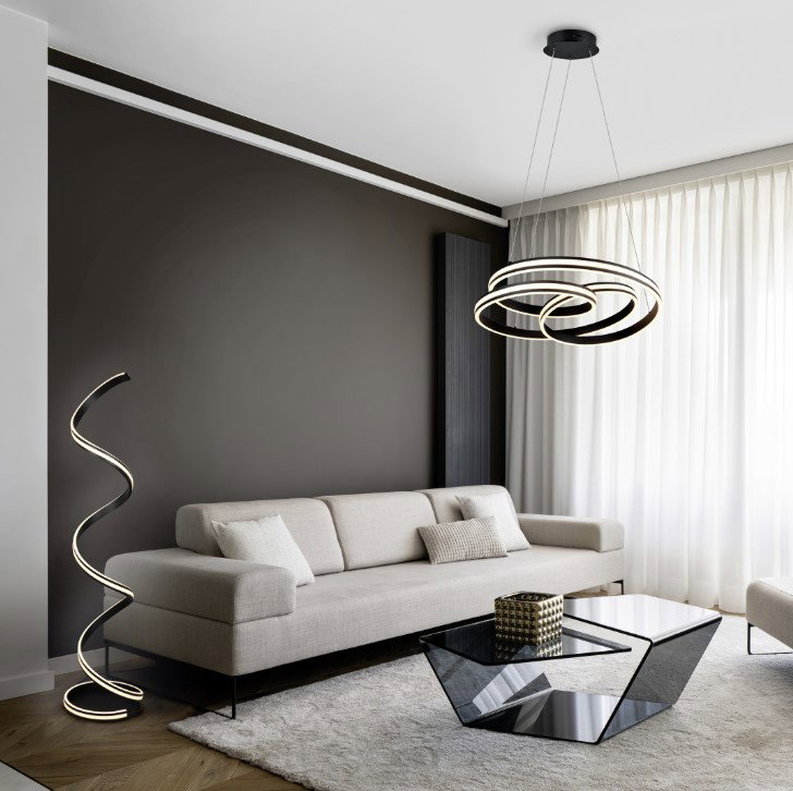 Pakabinamas LED šviestuvas TRIO Nuria,60W, 2300+3000+4000K,7200lm,juodos sp., ø60 x 150 cm - 4