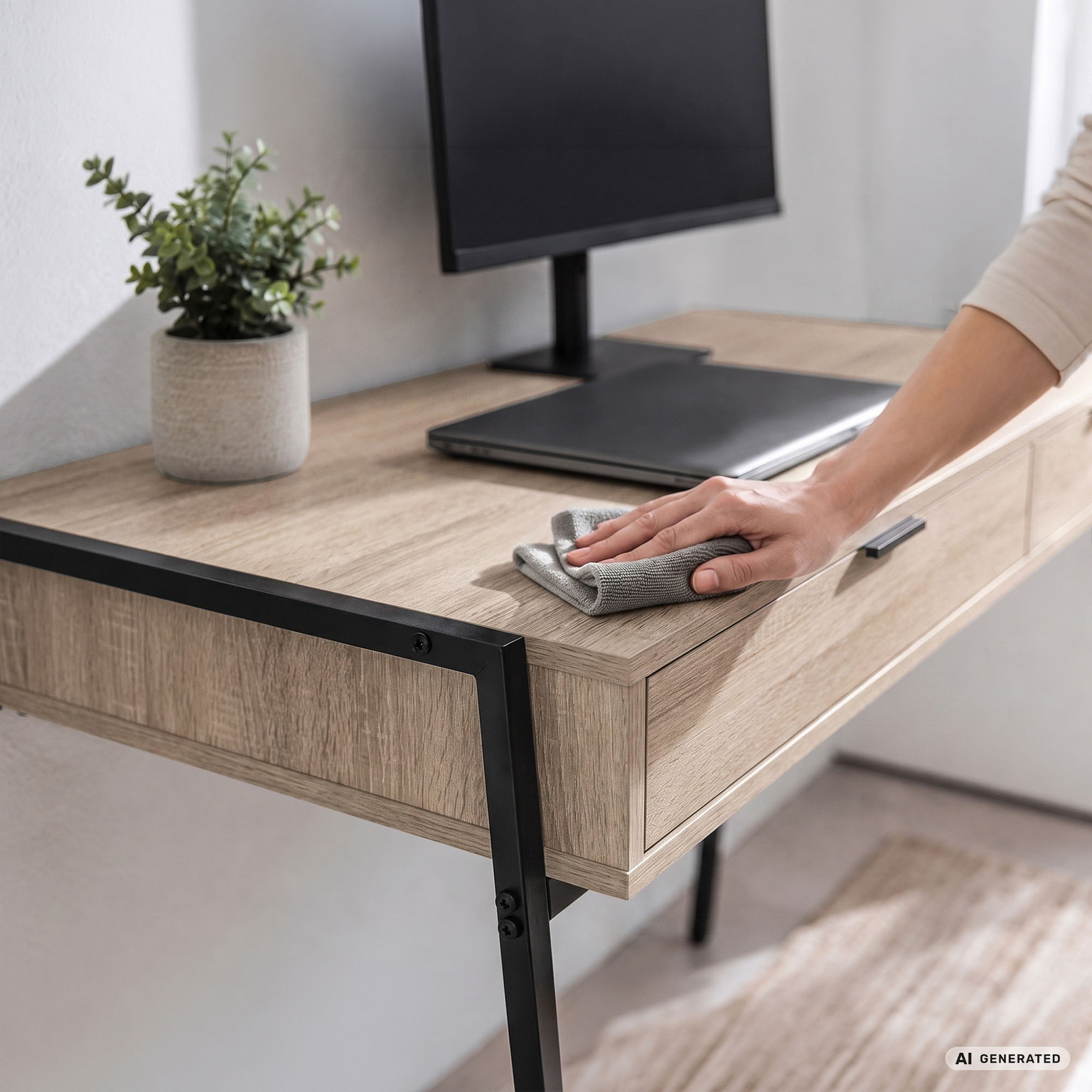 Rašomasis stalas su stalčiais Akord Furniture Factory Zentia, 100 cm x 45 cm, 80.5 cm, juoda sp./sonoma ąžuolo sp. - 5