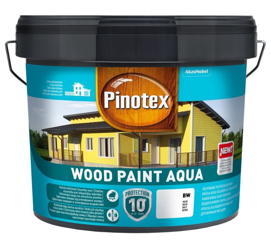 Medinių fasadų dažai PINOTEX WOOD PAINT AQUA, tamsiai rudos sp., 9 l-0