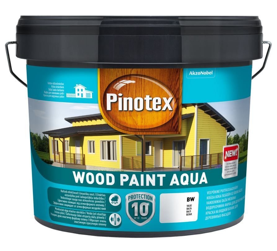 Medinių fasadų dažai PINOTEX WOOD PAINT AQUA, tamsiai rudos sp., 9 l