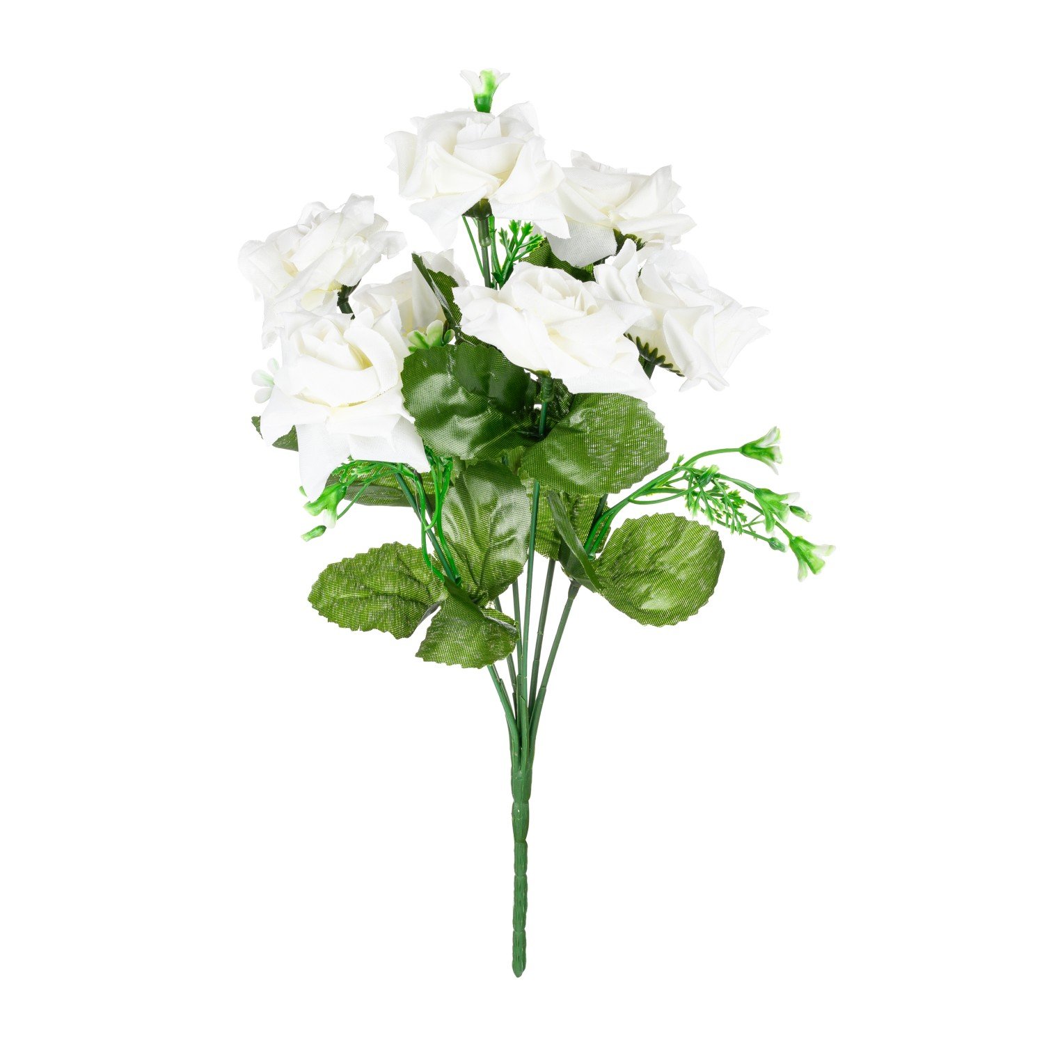 Dirbtinių gėlių puokštė ELEMENTS SENSE Rose, baltos sp., 7 žiedai, 30 cm