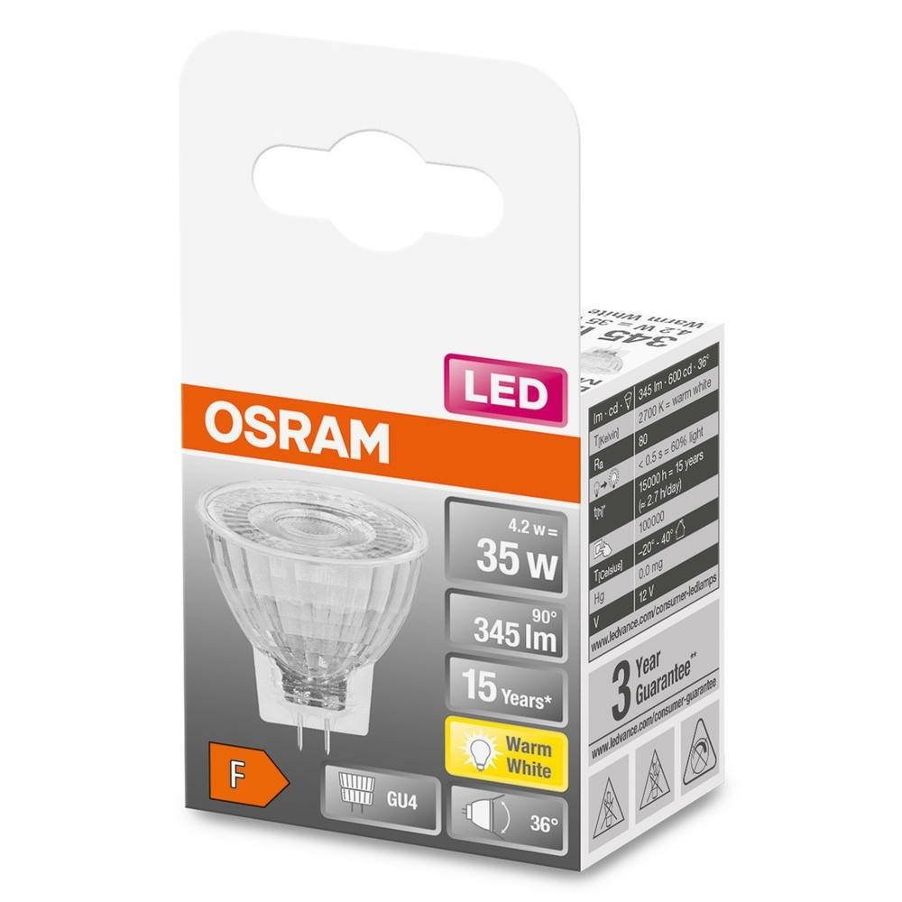 LED lemputė OSRAM Star MR11, GU4, 4,2W, 2700 K, 345 lm, šiltai baltos sp. - 2