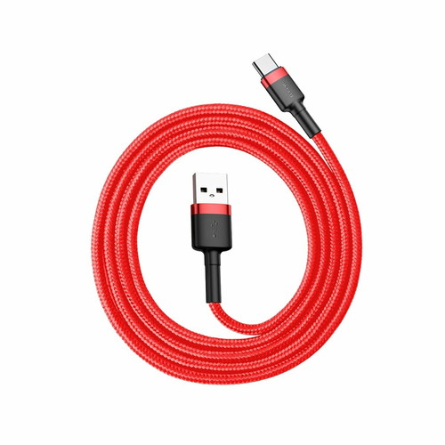 Kabelis BASEUS, USB A - USB C kištukas, QC3.0, raudonos / juodos sp., 1 m-0