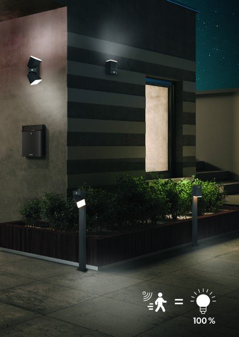 Sieninis LED lauko šviestuvas TRIO Avon, IP54,7W,3000K,2x800lm,su jud., davikliu,antracito sp,h28cm - 5
