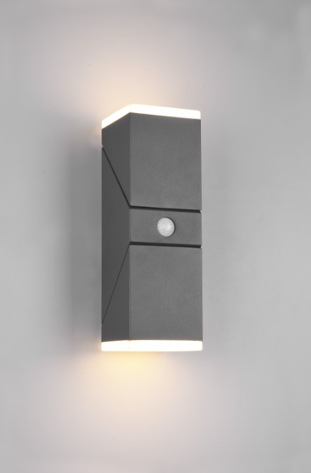 Sieninis LED lauko šviestuvas TRIO Avon, IP54,7W,3000K,2x800lm,su jud., davikliu,antracito sp,h28cm-0