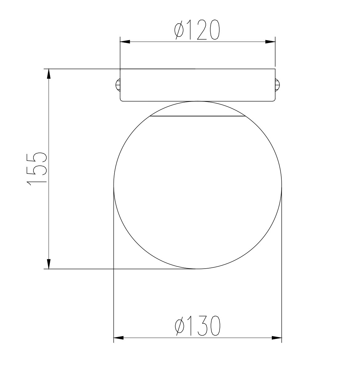 Sieninis šviestuvas G.LUX GT-390-1C-BL, 1xE27, juodos sp, ø13x15,5cm, gaubtas baltos sp - 4