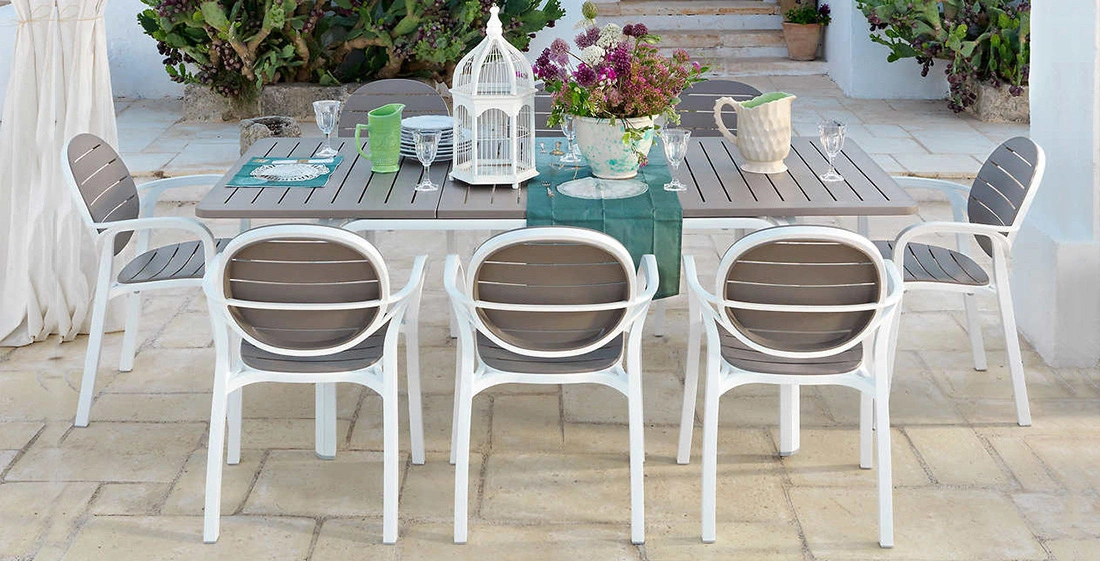 Lauko baldų komplektas PALMA/ALLORO - 8/210, Bianco Tortora - 1