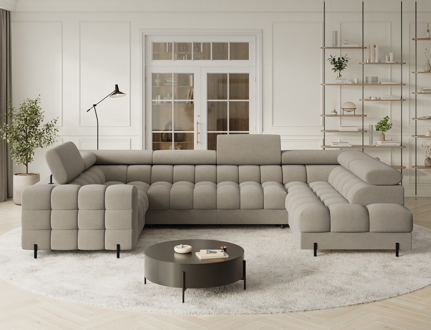 Kampinė sofa Fectory, smėlio sp., 205 x 346 cm x 93 cm - 2