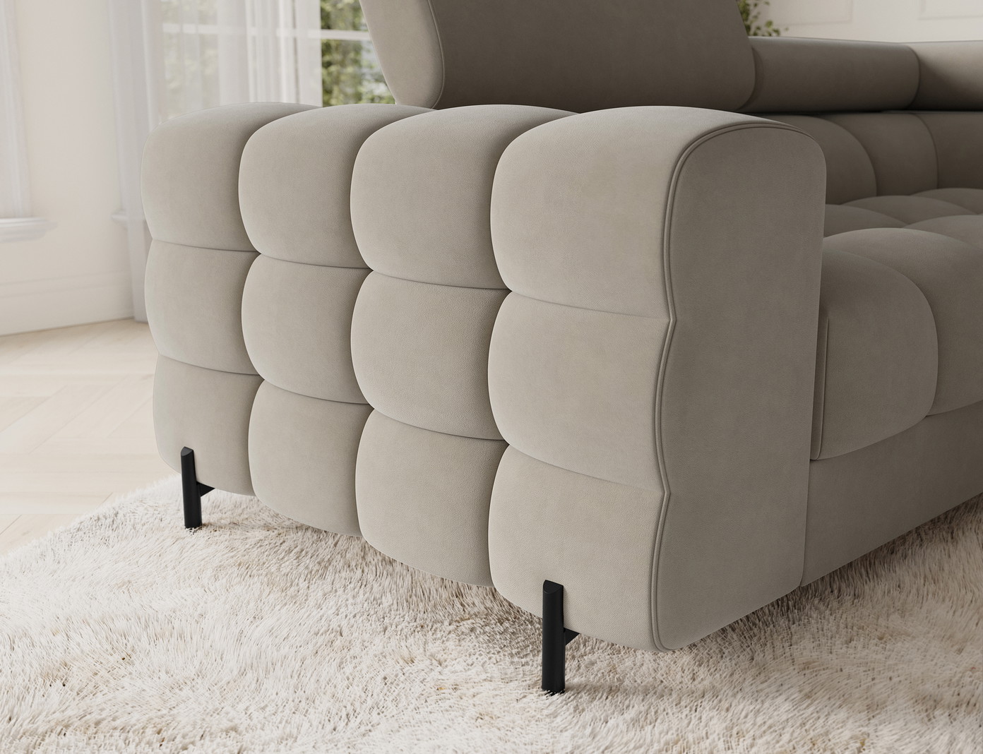Kampinė sofa Fectory, smėlio sp., 205 x 346 cm x 93 cm - 7