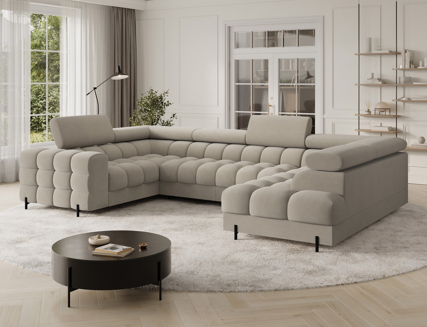 Kampinė sofa Fectory, smėlio sp., 205 x 346 cm x 93 cm - 4