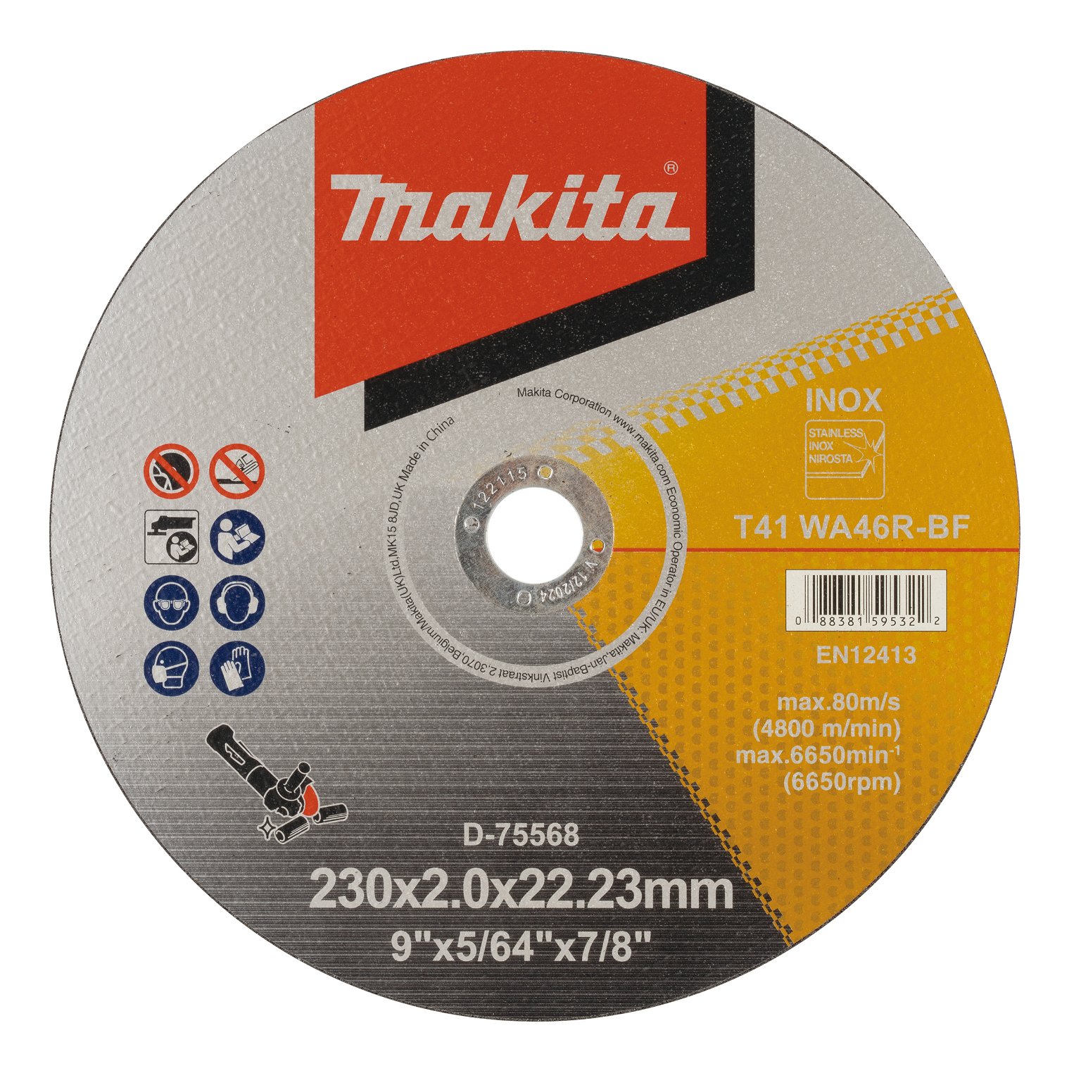Metalo pjovimo diskas MAKITA, 230 x 2,0 x 22,23 mm, nerūdijančiam plienui