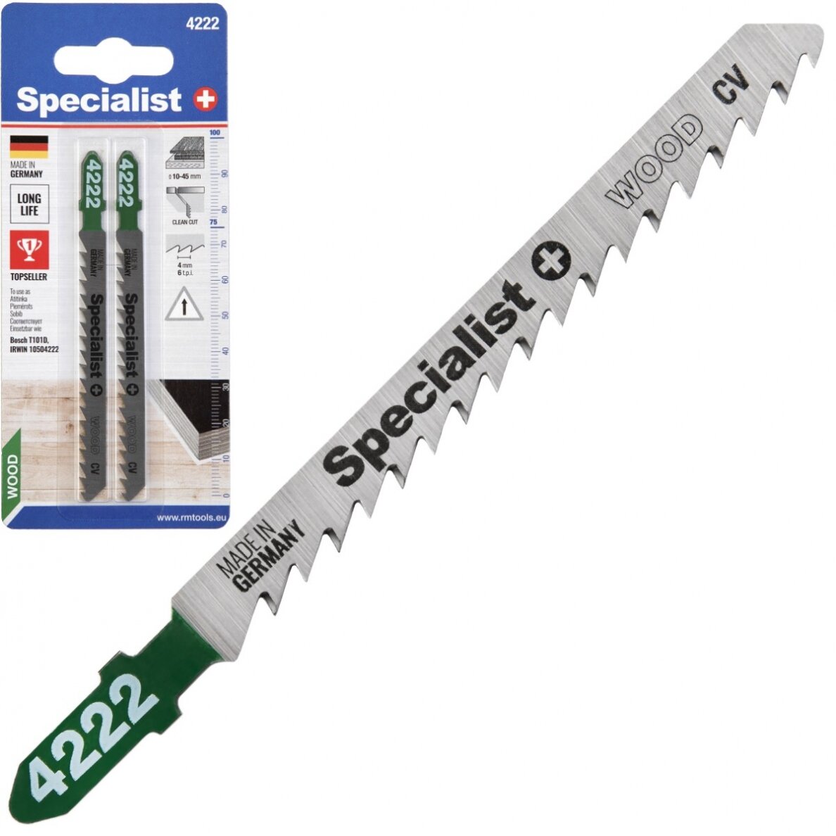 Siaurapjūklio pjūkleliai SPECIALIST+, 75/100 mm, T101D, 6 TPI, CRV, medienai 10-45 mm, 2 vnt.-0