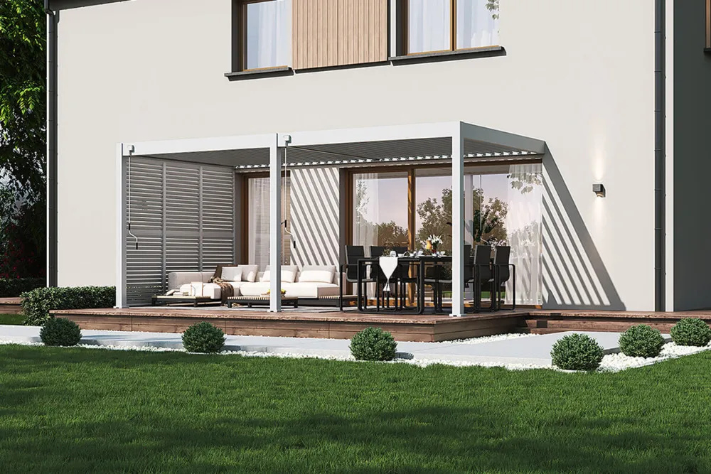 Reguliuojama horizontali žaliuzių panelė pavėsinėms Pergola ELEGANCE / DELUXE / FUSION 1.2 m, balta (113,3 cm) - 3