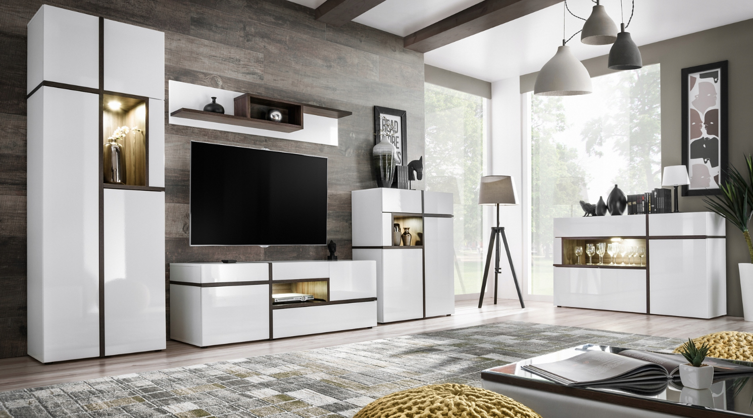 Vitrina su LED apšvietimu Cross, balta - 6