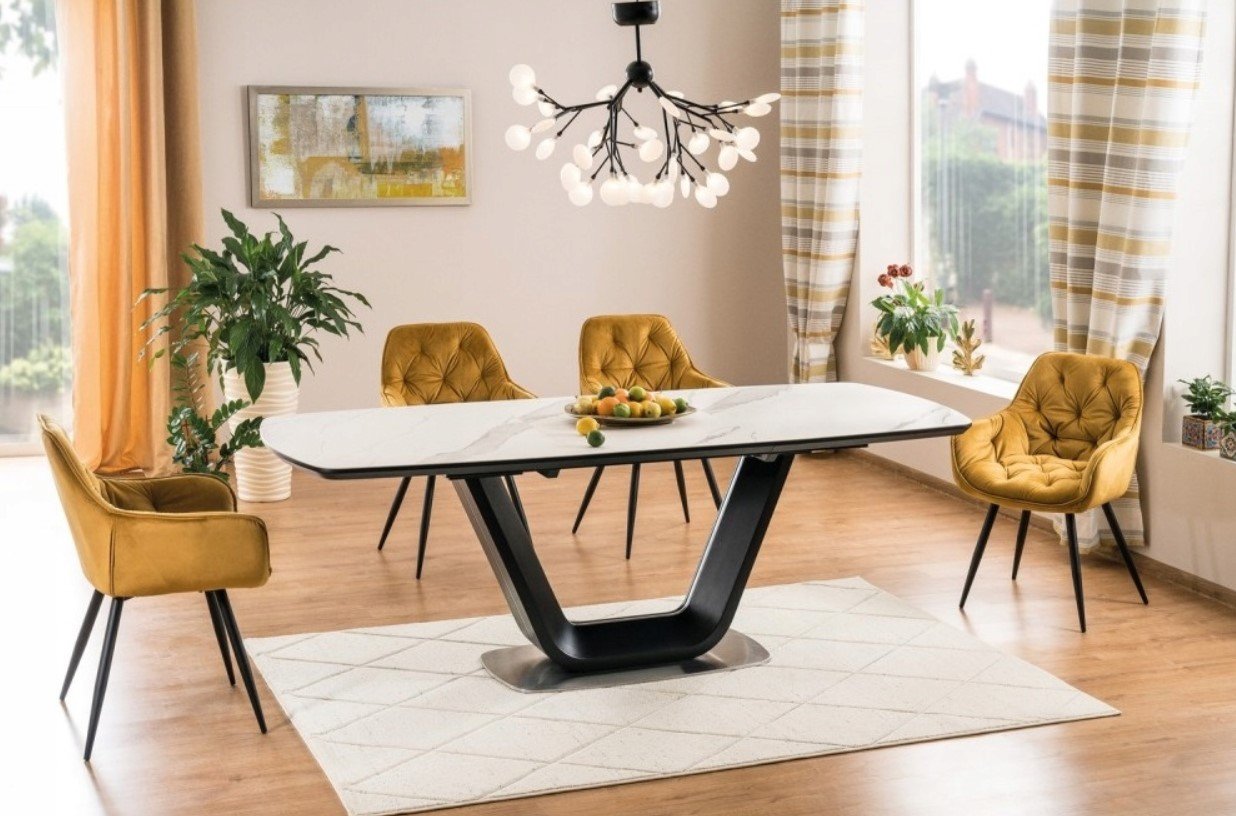 Valgomojo stalas ARMANI CERAMIC, 160 x 90 cm, balta/juoda - 2
