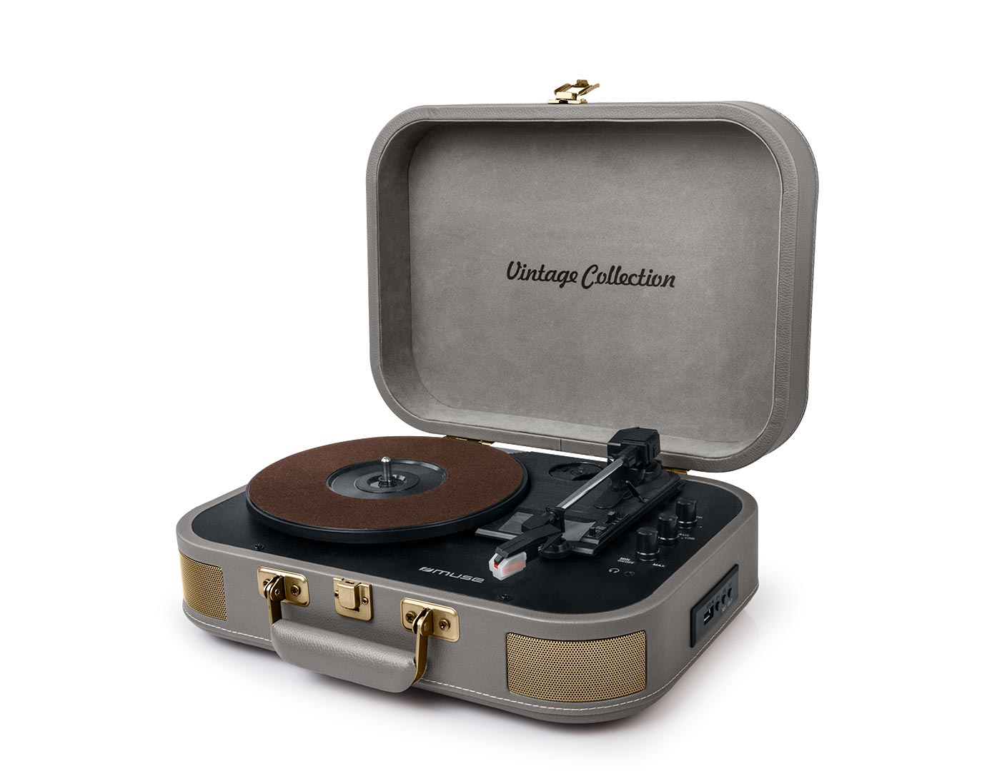 Patefonas MUSE MT-201 BTG, 2 x 5 W, Bluetooth, pilkos sp. - 1