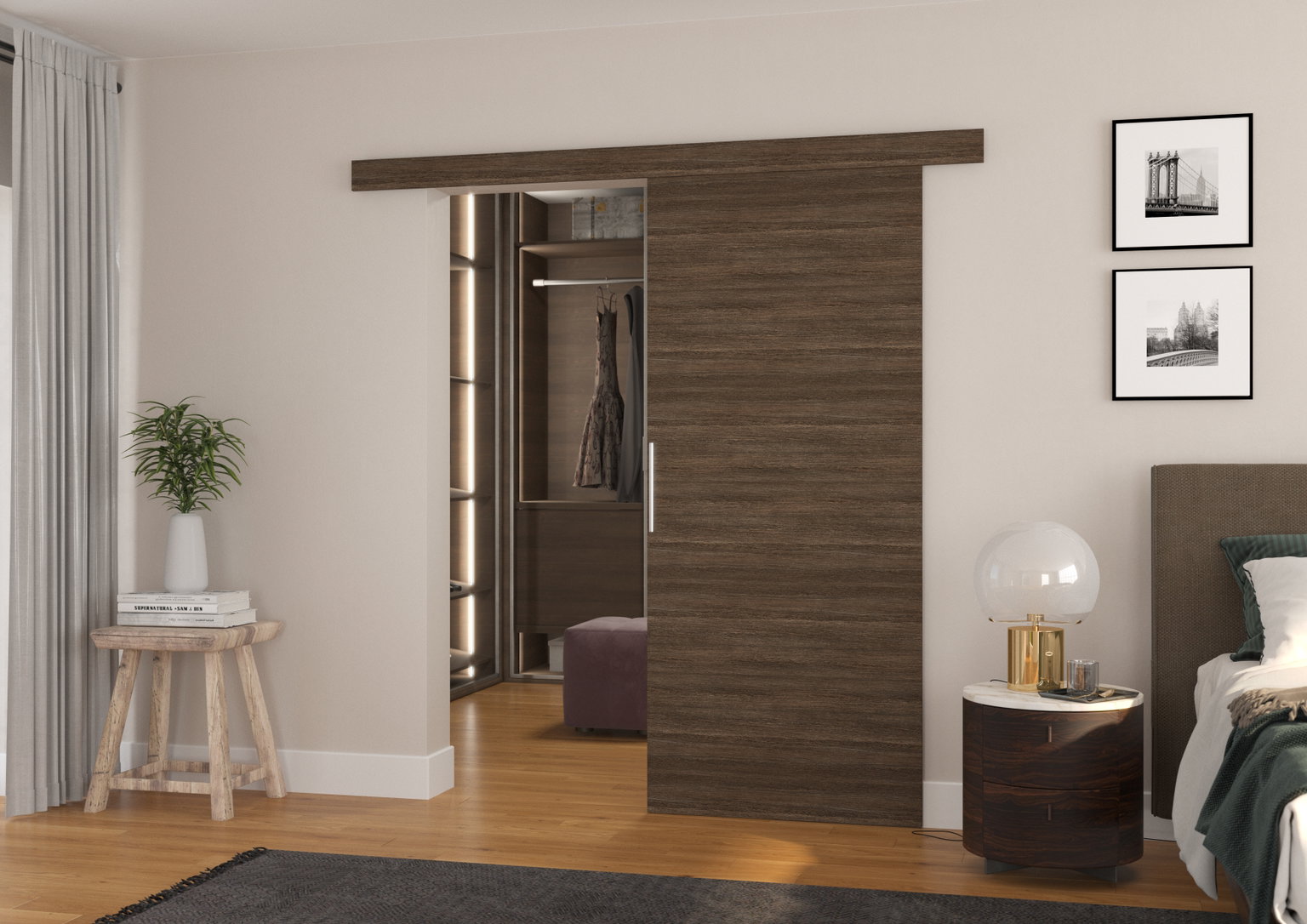 Stumdomos durys DAAN 86, 86 x 205 cm, ruda/juoda-0
