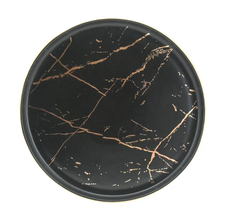 Desertinė lėkštė AURORA Black/golden marble, ø 15 cm