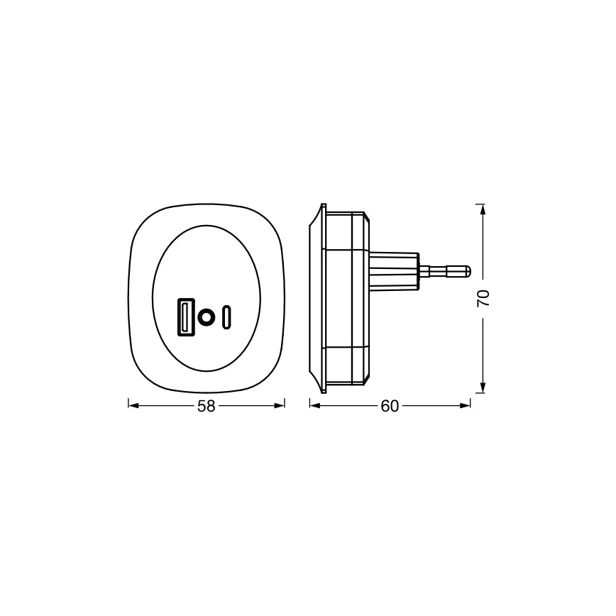 Naktinis LED šviestuvas į rozetę OSRAM LUNETTA EDGE SENSOR 12,5W 3000K 9lm USB-A USB-C su jud.davikl - 3