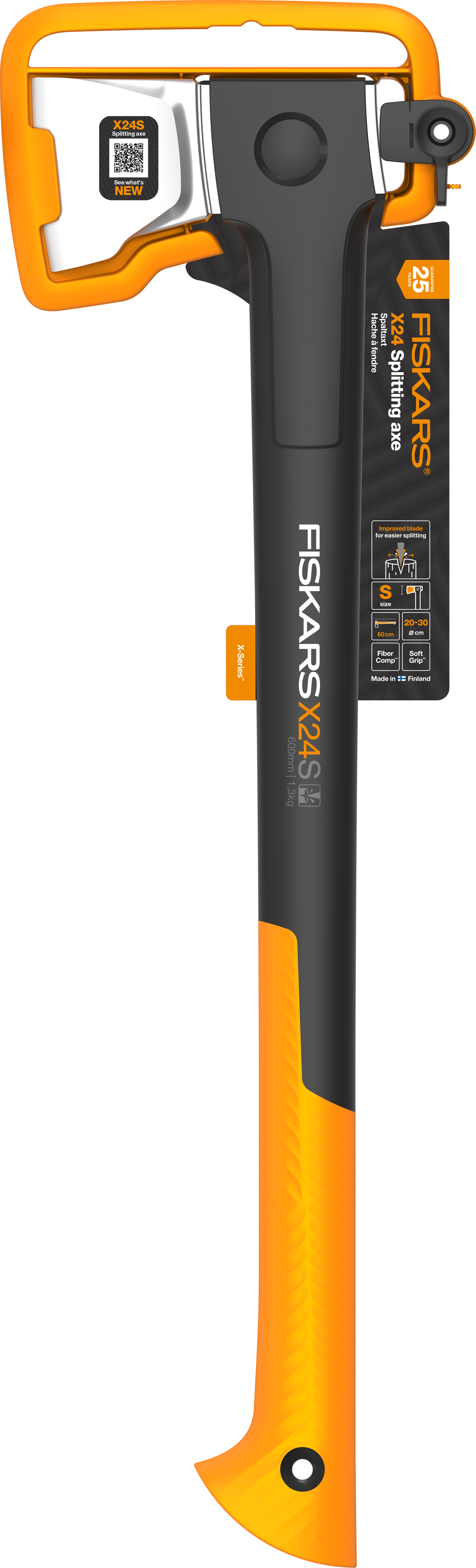 Kirvis FISKARS X24-S, stiklo pluošto kotas, skaldymo, 63 cm, 1,3 kg-0